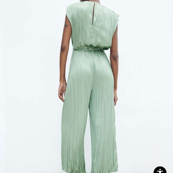 Zara WOVEN BELT SATIN EFFECT JUMPSUIT - Picture 3 of 5